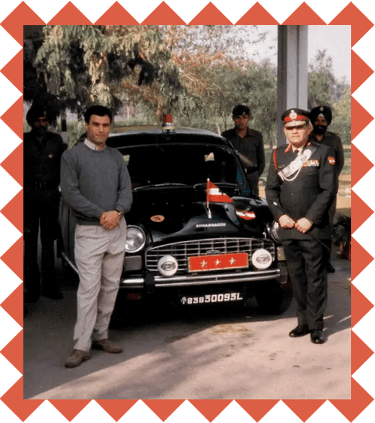 General Faridoon Bilimoria standing with officers