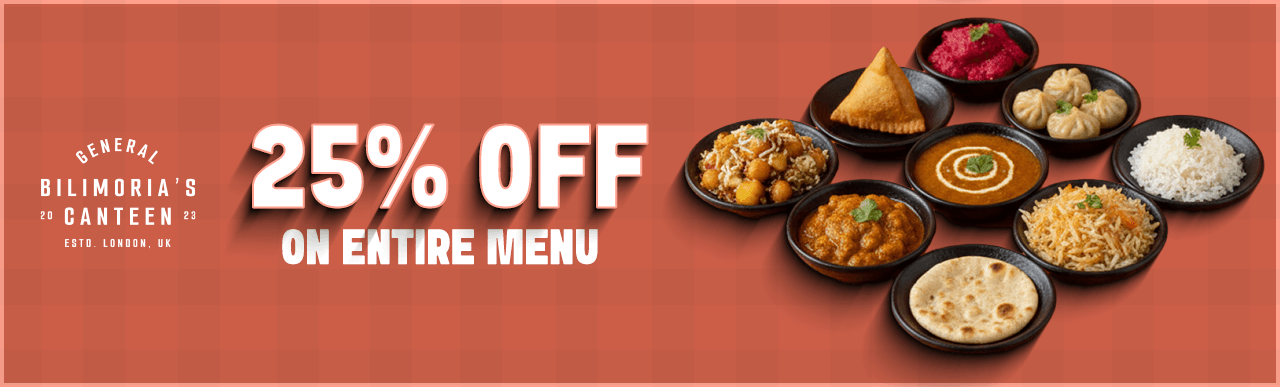 25 percent off full menu banner