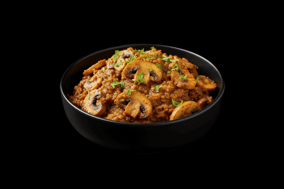 Mushroom Bhajee — Mushroom curry, GB Canteen Liss