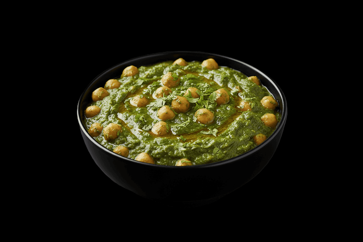 Saag Chana Aloo — Spinach, chickpeas and potato, light spices, GB Canteen Muswell Hill