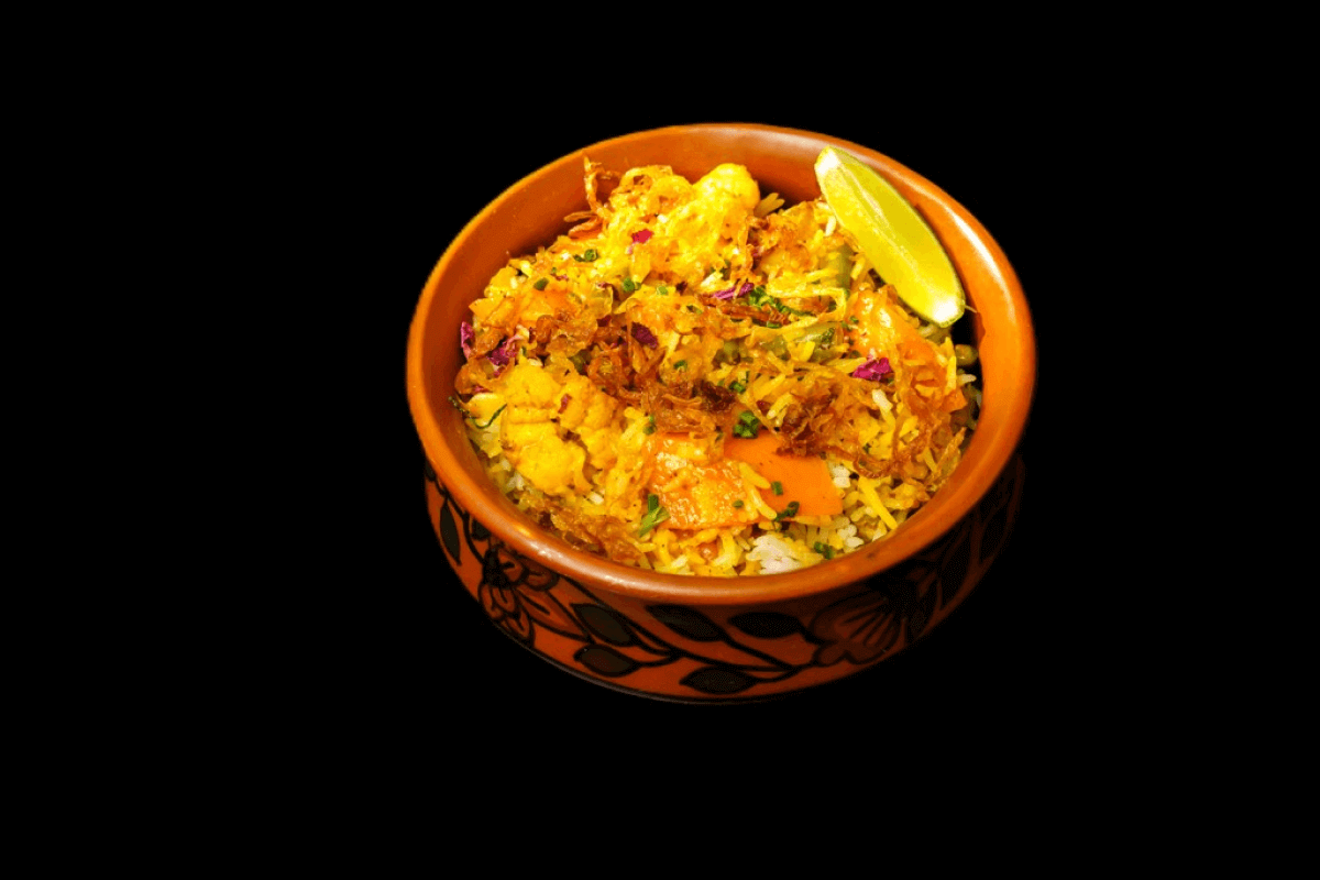 Prawn Biryani — Aromatic and popular, think of it as a paella. You can have the Biryani with any type of combination that sui