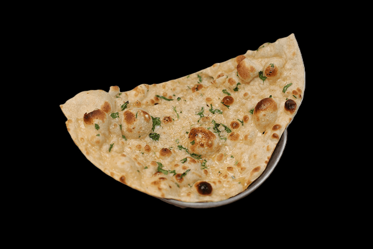 Garlic Naan — Traditional naan bread topped with fresh garlic, GB Canteen Bexhill