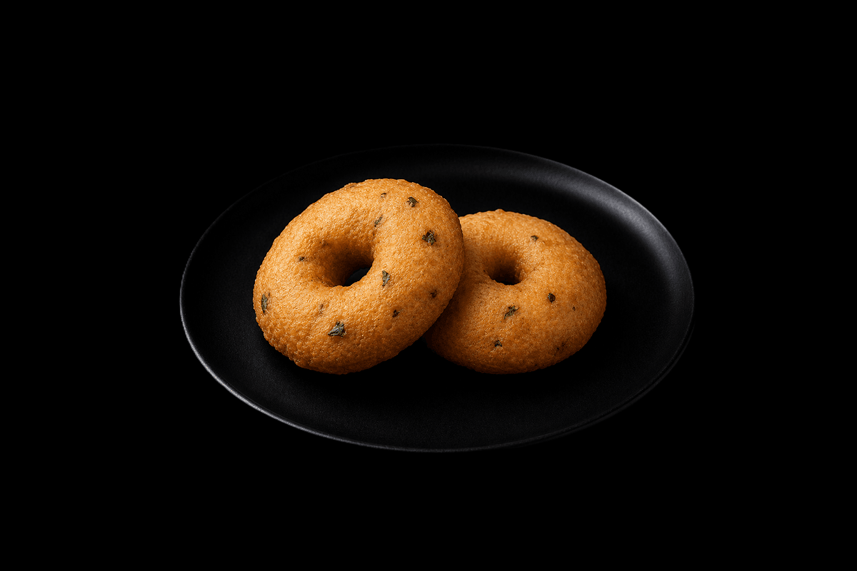 Medu Vada — Golden-fried savoury lentil doughnut served with chutneys and sambar, GB Canteen Basingstoke
