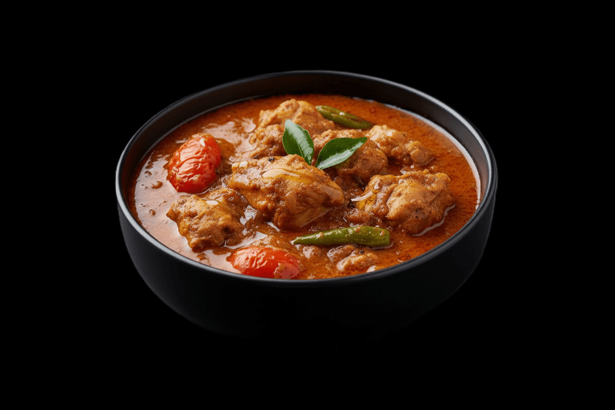 Nadan Kozhi Curry — Kerala-style chicken curry simmered in coconut milk and green chillies, GB Canteen Basingstoke