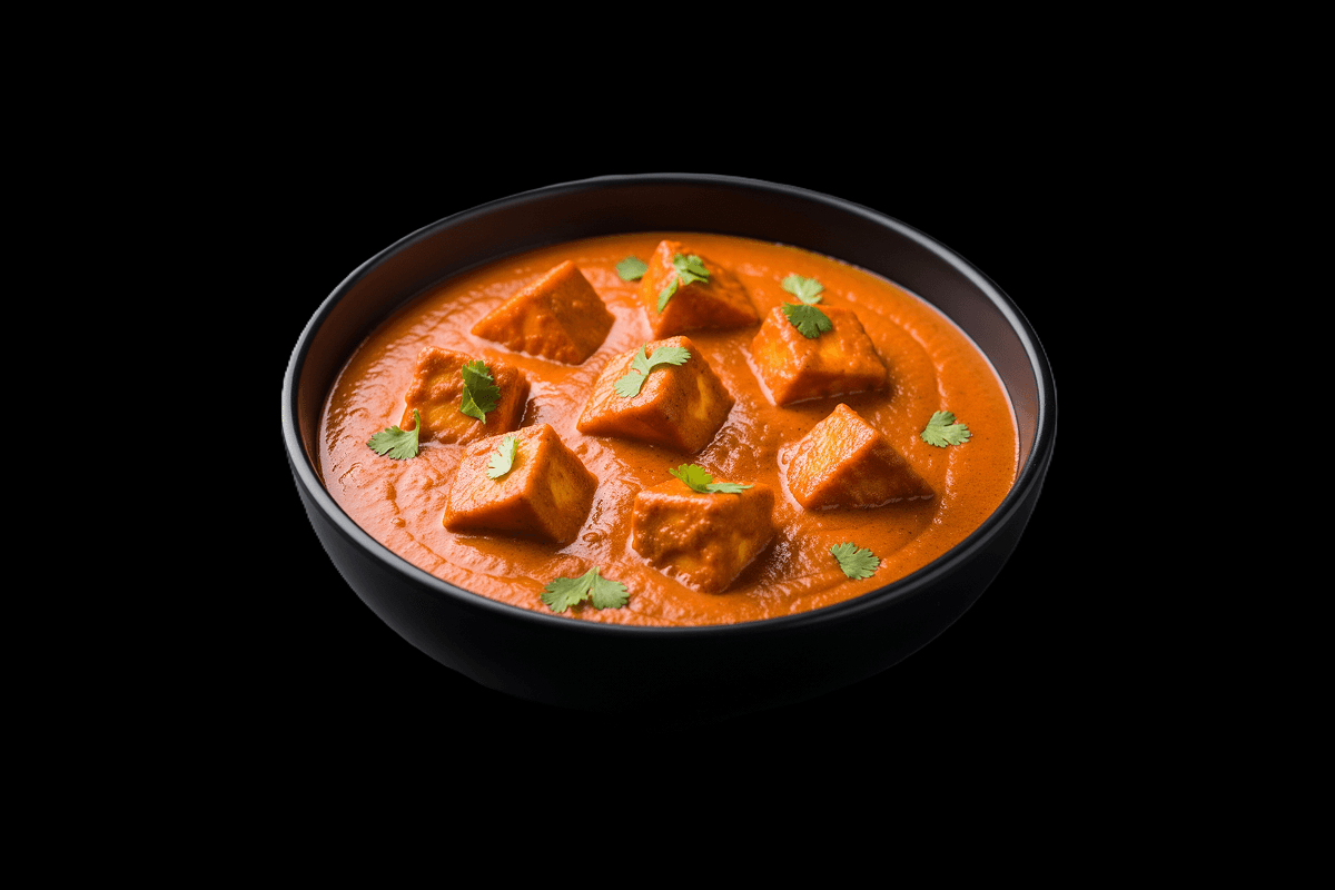 Paneer Butter Masala — Traditional Punjabi dish with paneer cooked in spices, rich creamy butter and tomato gravy, GB Canteen