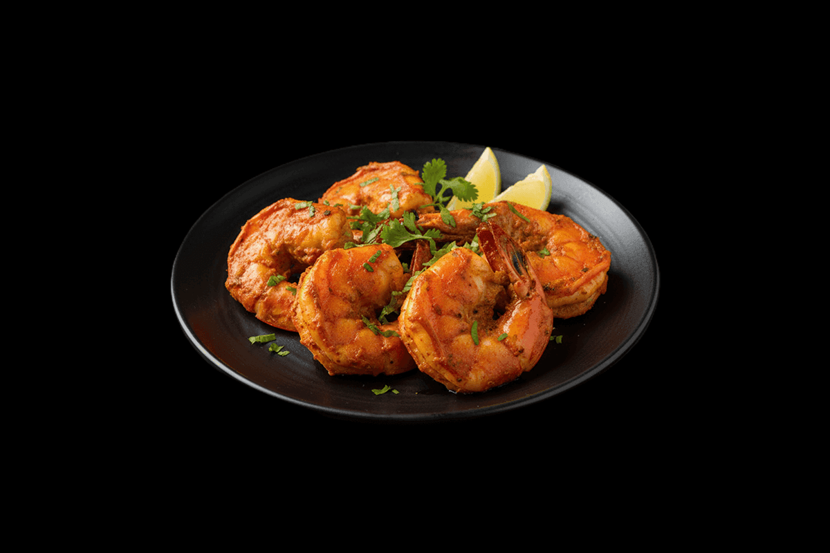 Tandoori King Prawn — Marinated king prawns cooked in the clay oven, GB Canteen Cheshunt