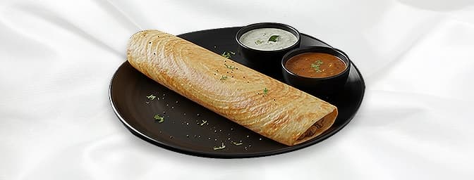 Plain Dosa — Traditional rice and lentil savoury crepe, served with chutneys and sambar, GB Canteen Basingstoke