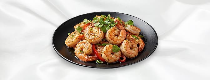 Adha Jinga — Jumbo prawns pickled in garlic, ginger, fenugreek and lemon juice, baked in the tandoor, GB Canteen Orpington