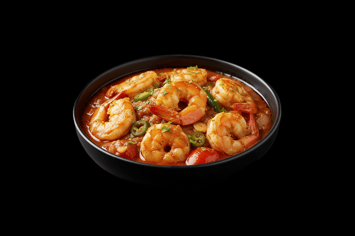 Karya Bhoona - Prawn — Bhoona made with selected spices and coriander to create a dry, medium curry in a thick sauce, GB Cant