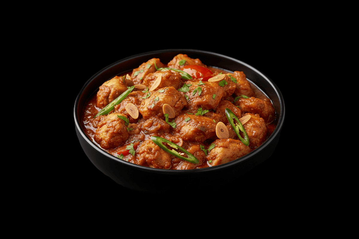 North Indian Garlic Chilli Chicken — Garlic-flavored chicken cooked in a North Indian recipe. Dairy free, GB Canteen Maidenhe