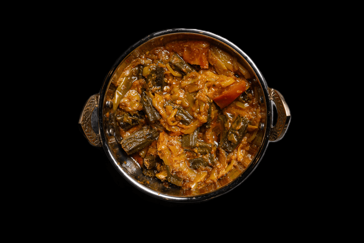 Bhindi Bhajee — Okra, also called 'ladies fingers', GB Canteen Liss