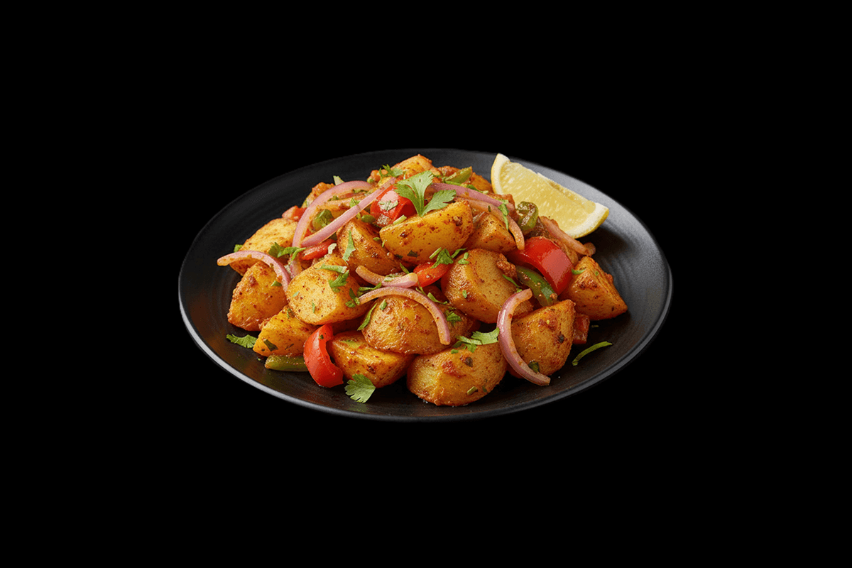 Potato Chaat — Small juicy pieces of chicken/lamb/potato cooked with chaat masala sauce, hot & sour, GB Canteen Kensal Rise