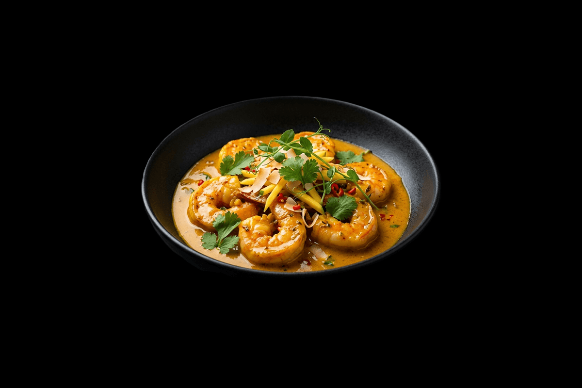 Amcha — Naturally sweet dish with creamy coconut milk and mango sauce, GB Canteen Chandler Ford