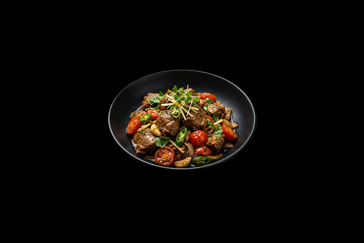 Banjara — Stir fried lamb or chicken cooked with tomato, chilli and tasty spices, a specialty of nomadic gypsies, GB Canteen 