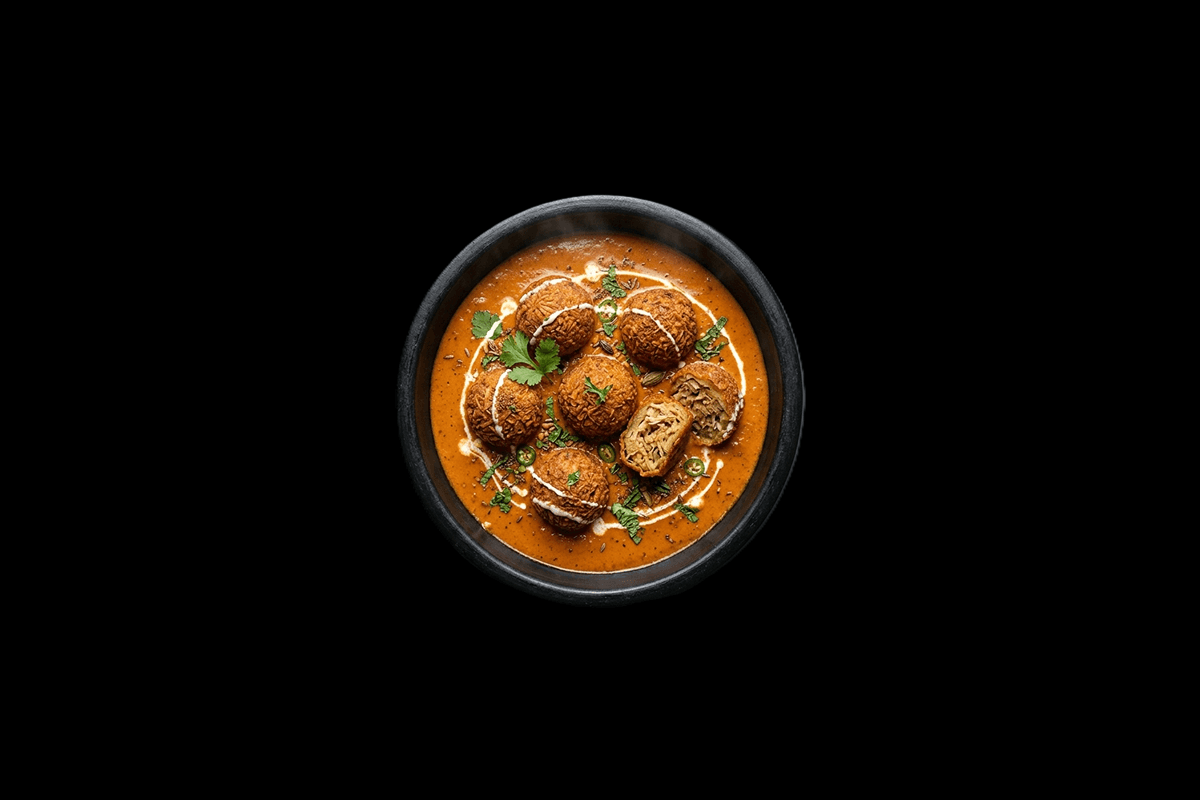 Jack Fruit Kofta — Home-made dumplings stuffed with minced lamb, served with Maui Creamy sauce, GB Canteen Chandler Ford