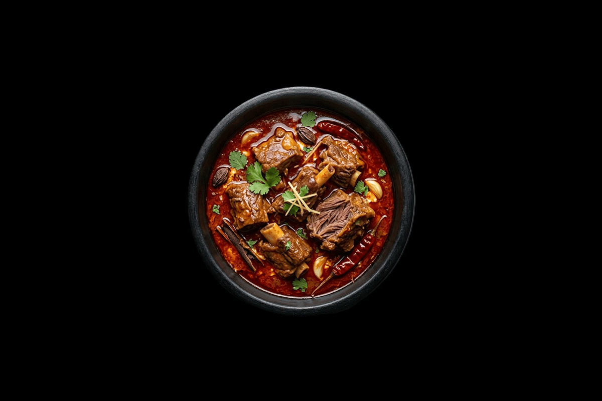Laal Mas — Fiery hot stew of tender lamb cooked with Rajasthani chillies, and spices that must be tried, GB Canteen Chandler 