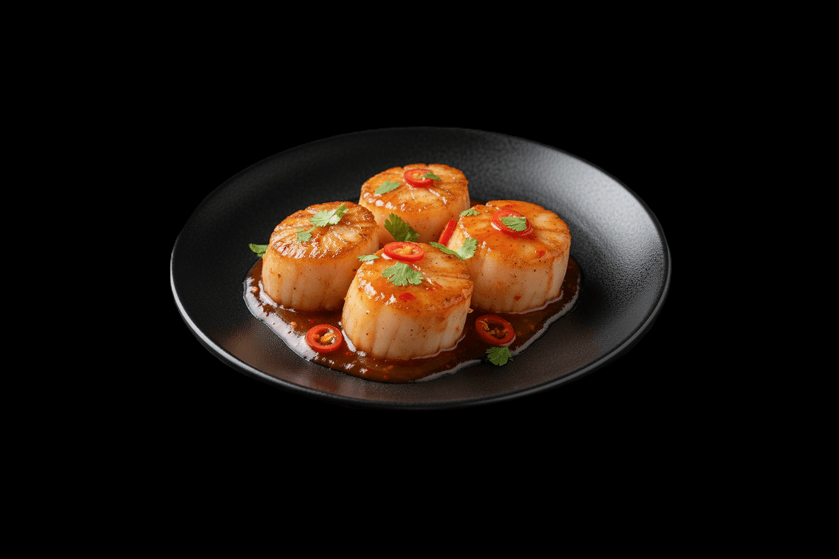 Spiced Crusted Scallop — Cumin scents, Cauliflower Puree, Caviar, GB Canteen Chandler Ford