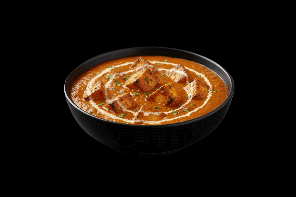 Paneer Tikka — Diced cottage cheese marinated with roasted garam flour, caraway seeds, skewered with diced vegetables, GB Can