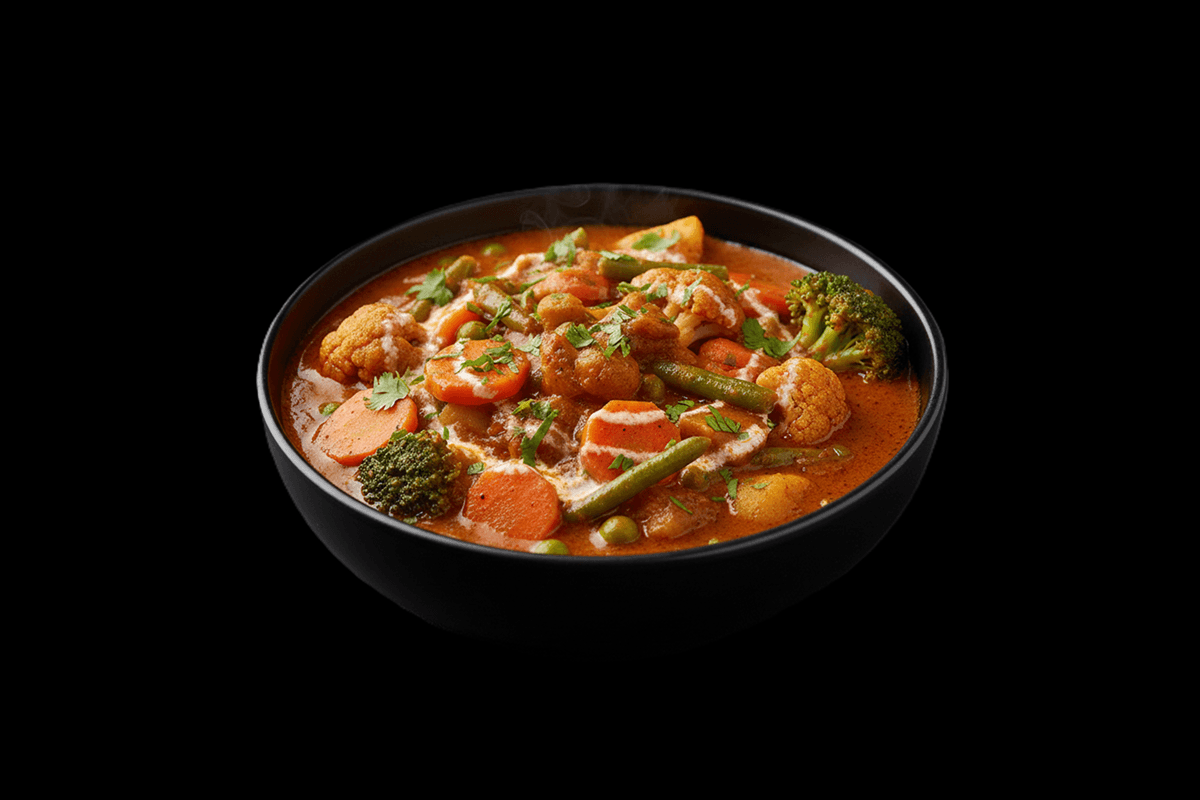 Shabji Bahar Balti — Assorted vegetables cooked in balti spices, GB Canteen Bushey