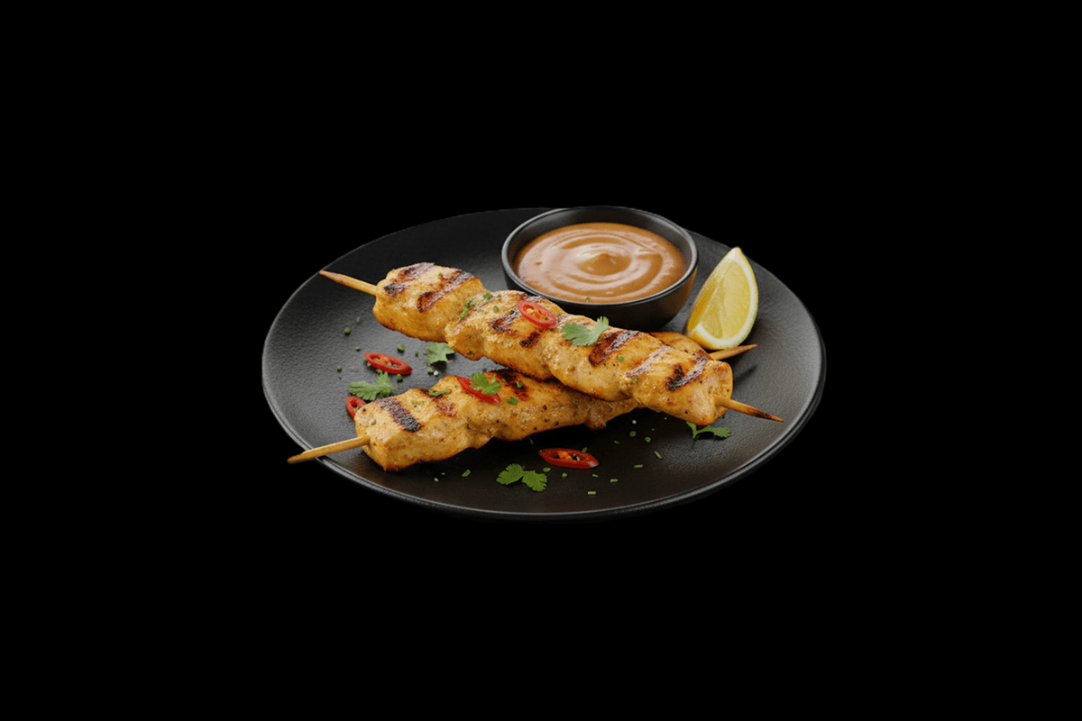 Chicken Satay — Char-grilled marinated chicken skewers with peanut sauce, GB Canteen Petts Wood Thai