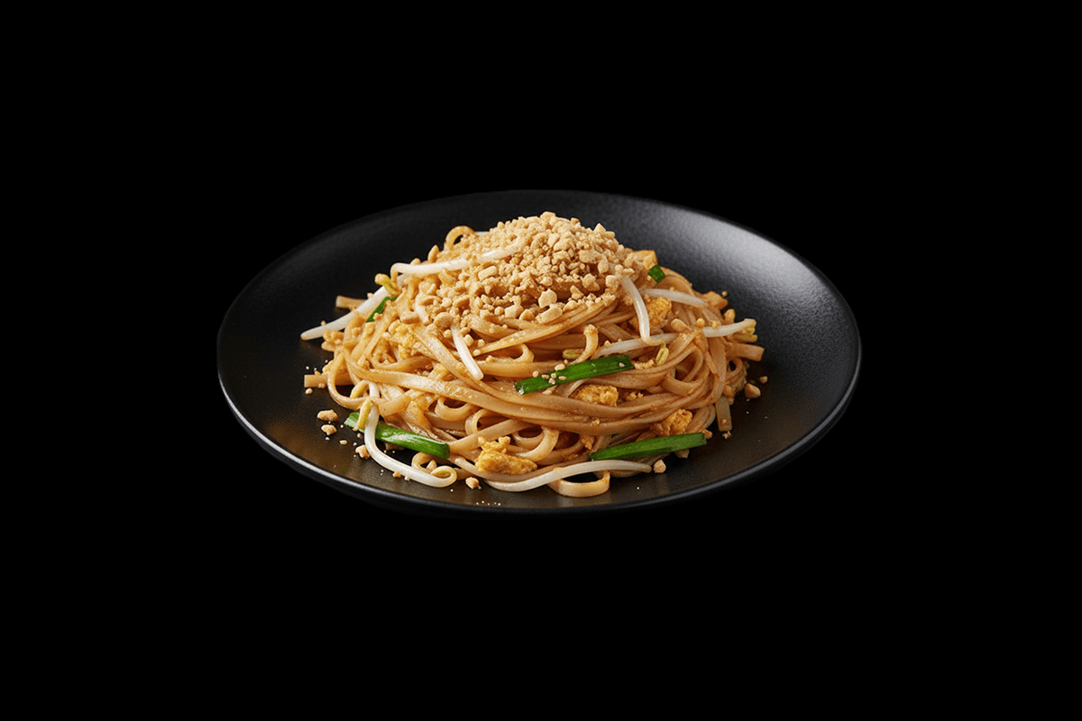 Chicken Pad Thai — Rice noodles with egg, bean sprouts, spring onion & peanuts, GB Canteen Petts Wood Thai