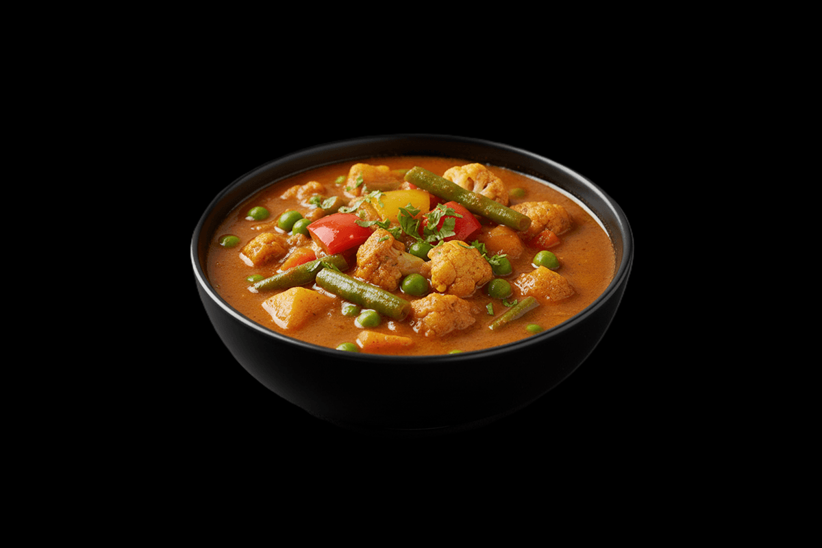 Vegetable Lababdaar — Vegetables in tomato gravy with fresh coriander and garlic, GB Canteen Chandler Ford