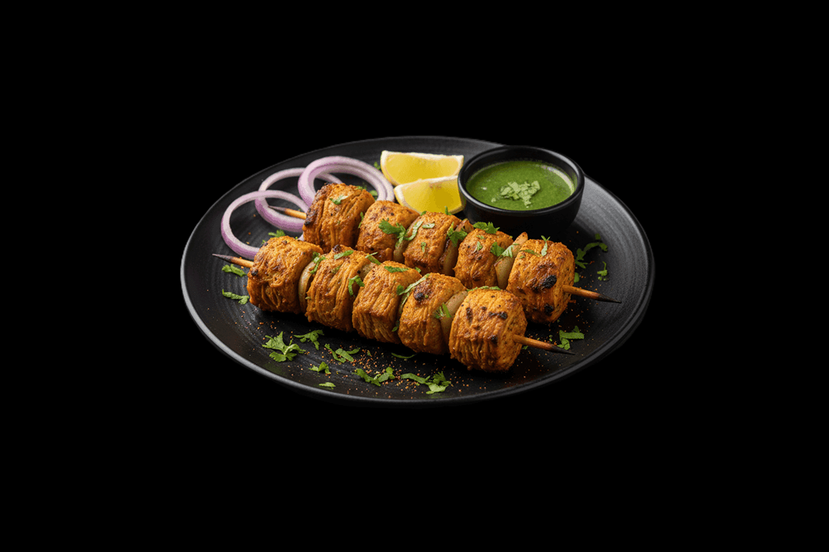 Tandoori Soya Chaap — Soya chaap marinated in tandoori marinade Delhi Junction specialty. Spicy level 2, GB Canteen Maidenhea