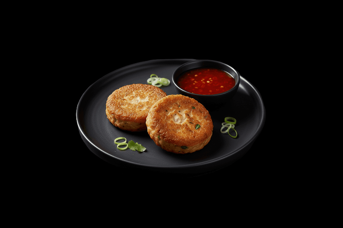Fish Cakes — Fried marinated fish cakes served with sweet chilli sauce, GB Canteen Swanley Thai
