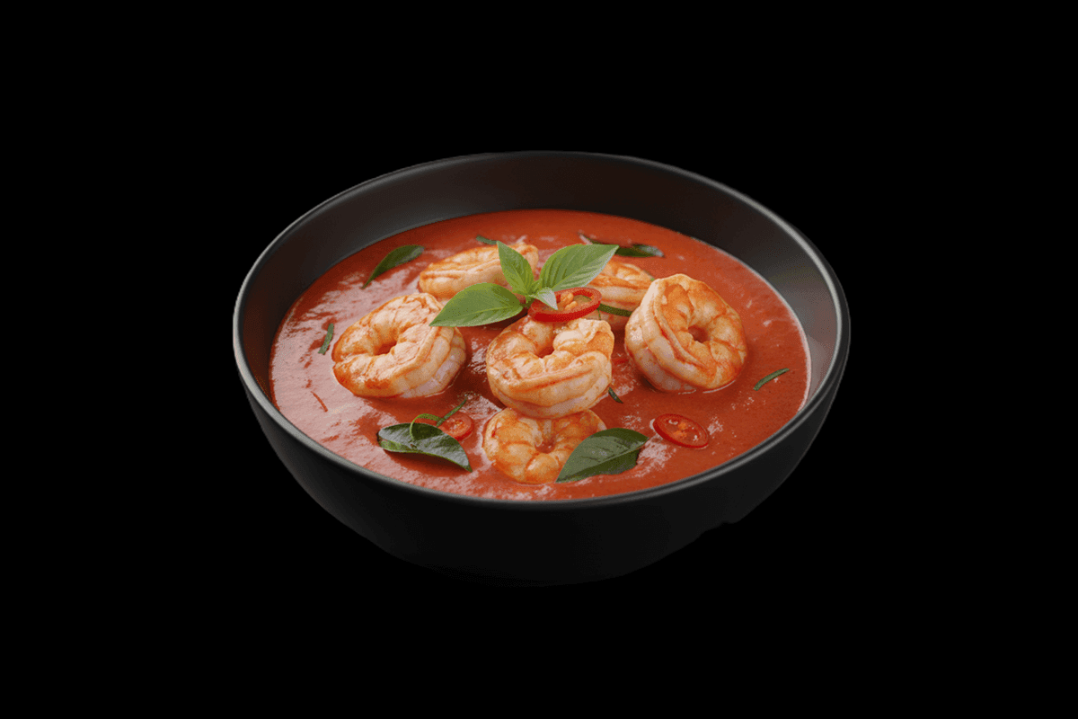 Thai Red - King Prawn — Thai curries with basil leaves, lemon grass, lime leaves, shrimp paste, palm sugar, kaffir lime juice