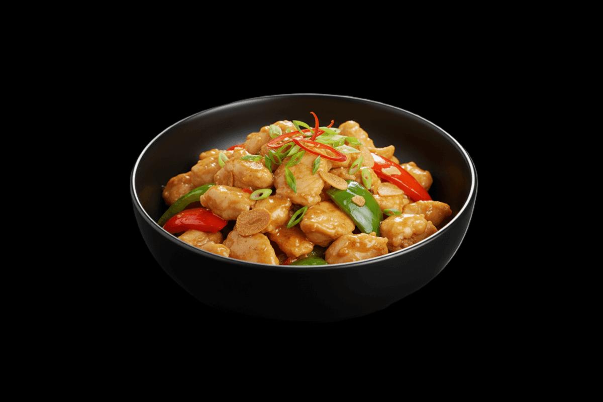 Kratiem Chicken — Stir-fried curry with peppers, chilli, garlic & spring onion, GB Canteen Swanley Thai
