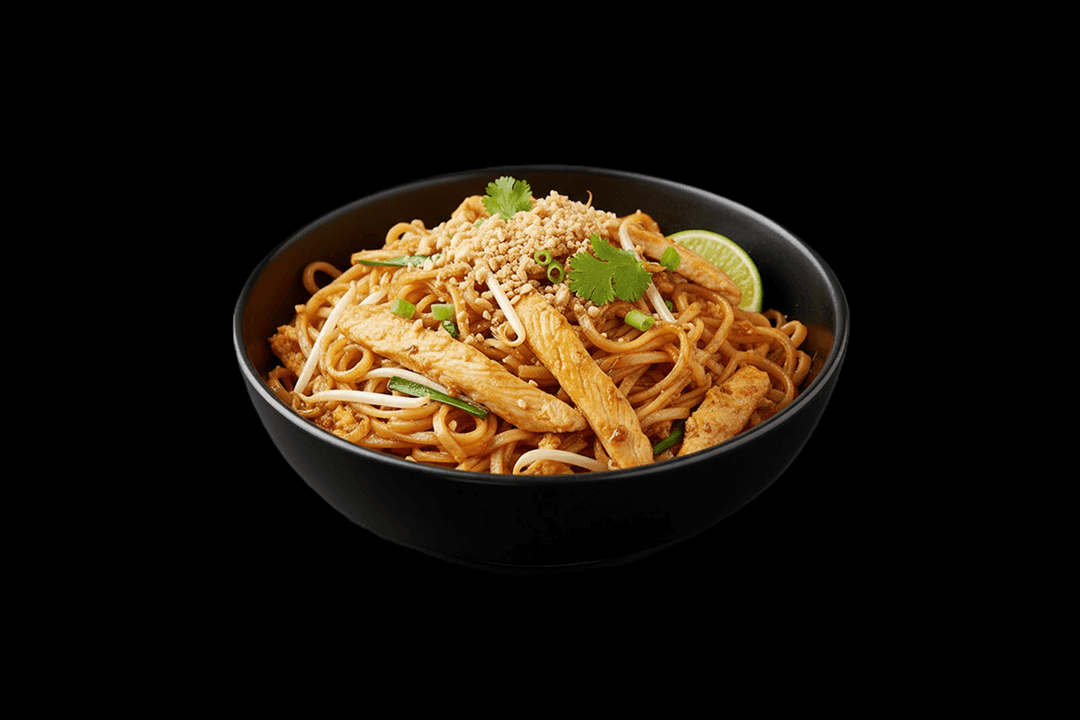 Pad Thai — Stir-fried rice noodles with egg, bean sprouts, ground nuts & tamarind sauce, GB Canteen Swanley Thai
