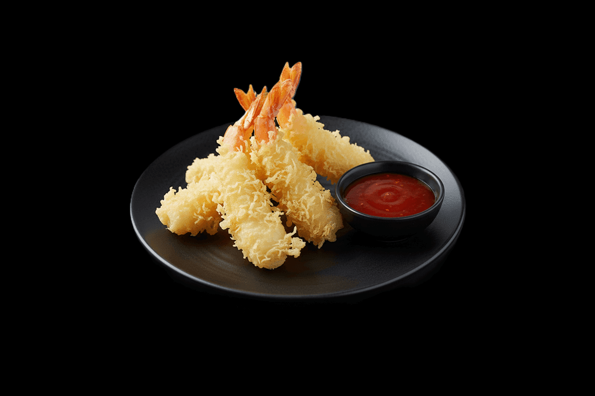 Prawn Tempura — Fried prawns in tempura batter served with sweet chilli sauce, GB Canteen Swanley Thai