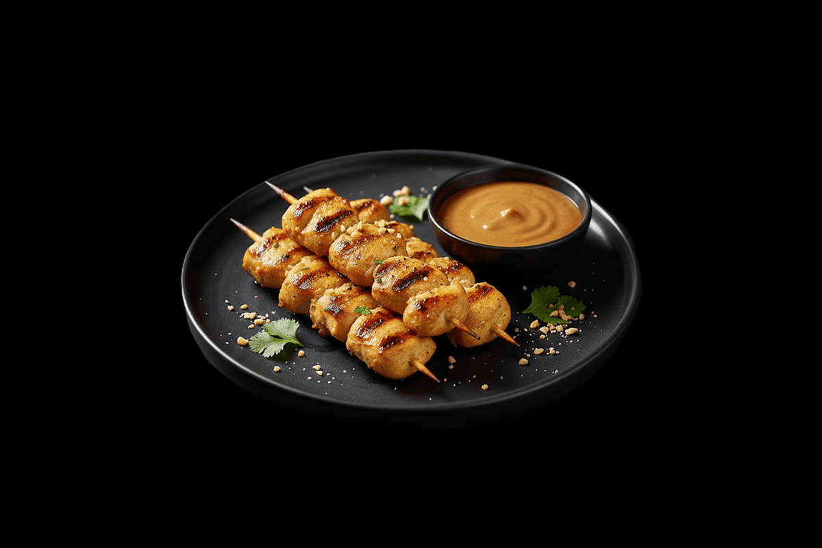 Satay Chicken — Grilled marinated chicken skewers served with peanut sauce, GB Canteen Swanley Thai