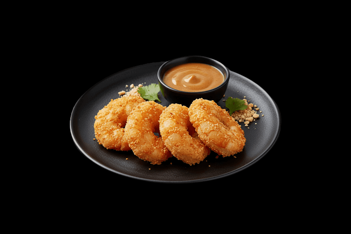 Satay Prawn — Fried marinated prawns served with peanut sauce, GB Canteen Swanley Thai