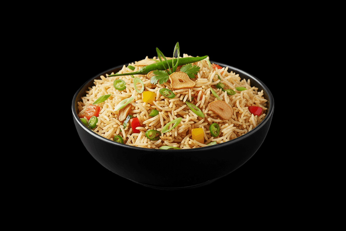 Chilli & Garlic Rice — Rice stir-fried with chilli and garlic, GB Canteen Tooting High Street
