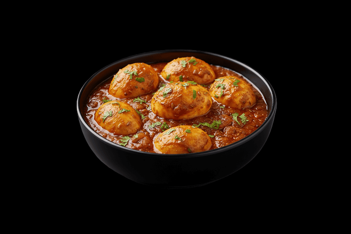 Egg Masala — Boiled eggs cooked in spiced gravy, GB Canteen Tooting High Street