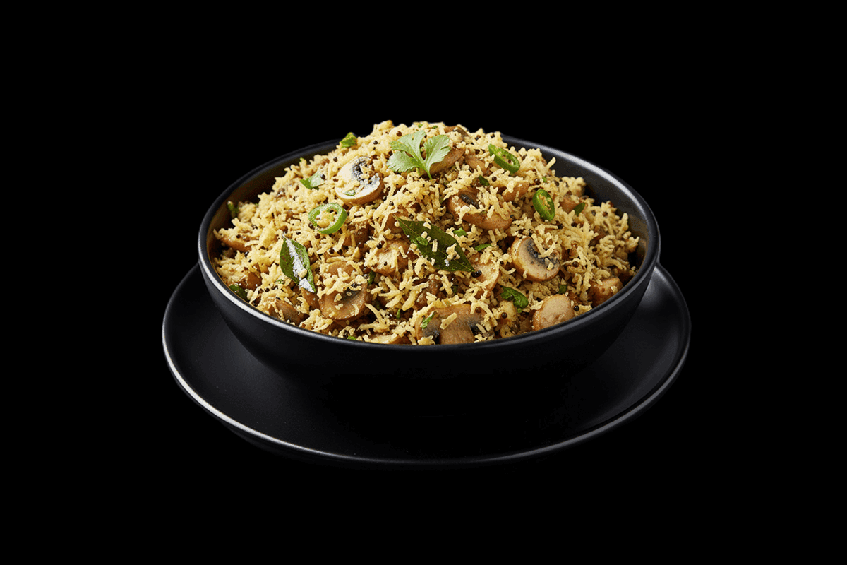 Mushroom Dopiaza — Mushrooms cooked with onions and spices, GB Canteen Wanstead