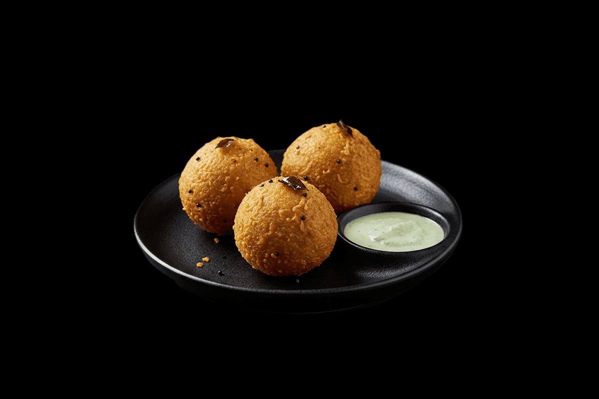 Mysore Bonda — Soft fritters made from lentil batter, GB Canteen Tooting High Street