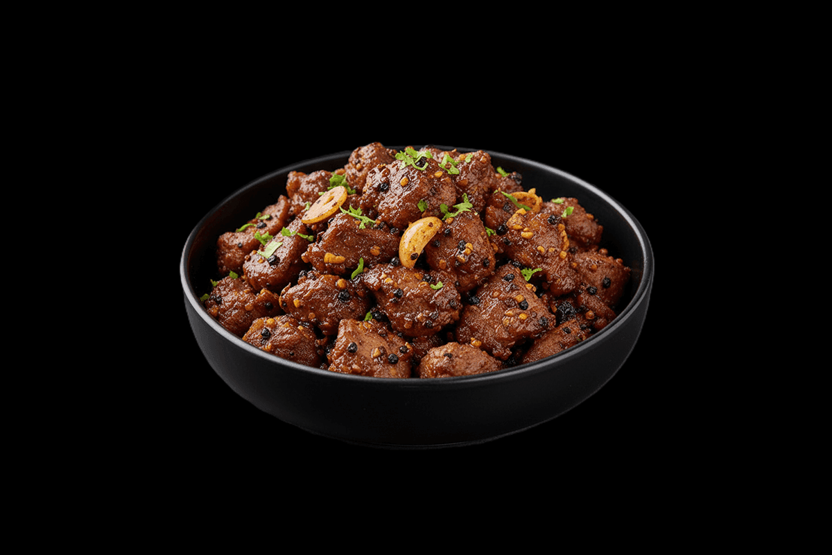 Pepper Lamb Fried — Lamb fried with crushed black pepper, GB Canteen Tooting High Street