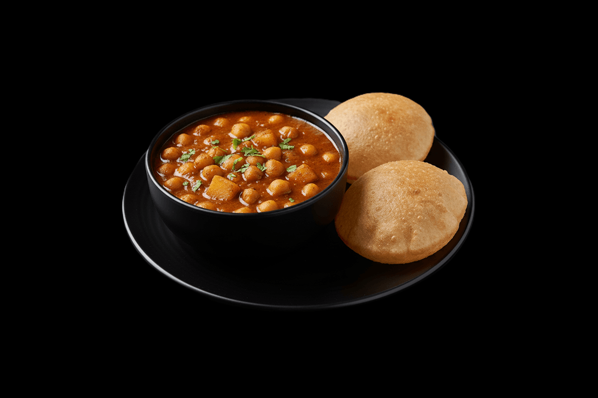 Poori Chana — Fried bread served with spiced chickpeas, GB Canteen Tooting High Street
