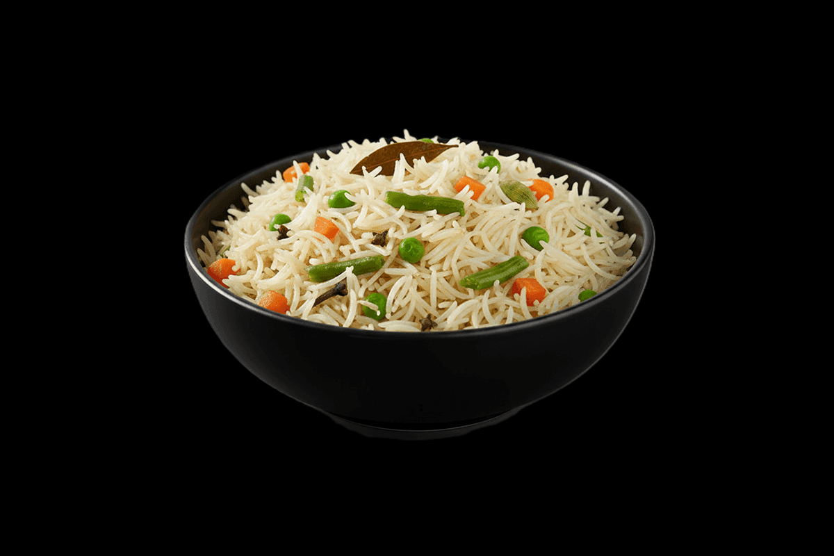 Veg Pilau Rice — Pilau rice cooked with mixed vegetables, GB Canteen Tooting High Street