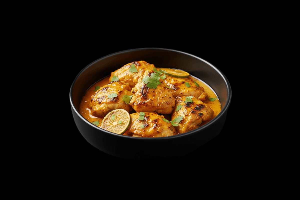 Shatkora Chicken — Chef's special recipe with fresh garlic, coriander, spring onion and Bangladeshi shatkora . Sour taste, ho