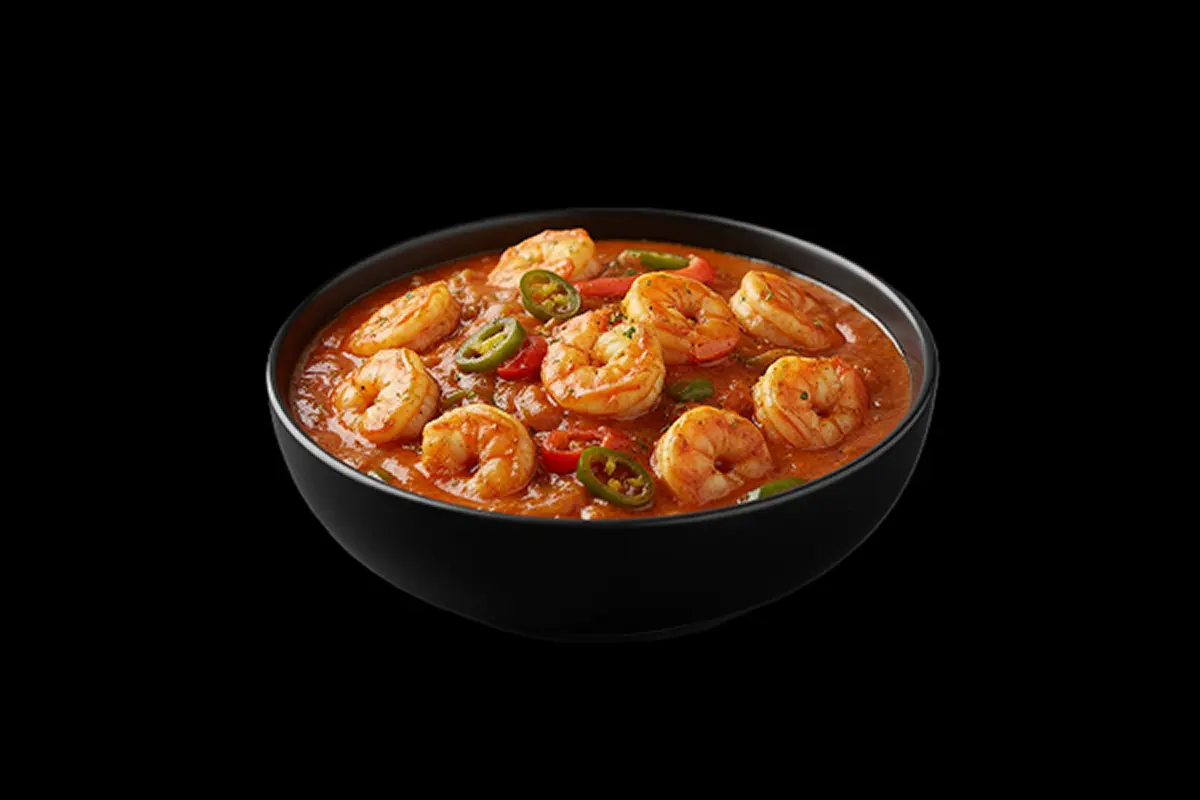 Balti - King Prawn — Stir-fried in an aromatic spicy, medium-heat, herby sauce, served in a balti pan, GB Canteen Liss