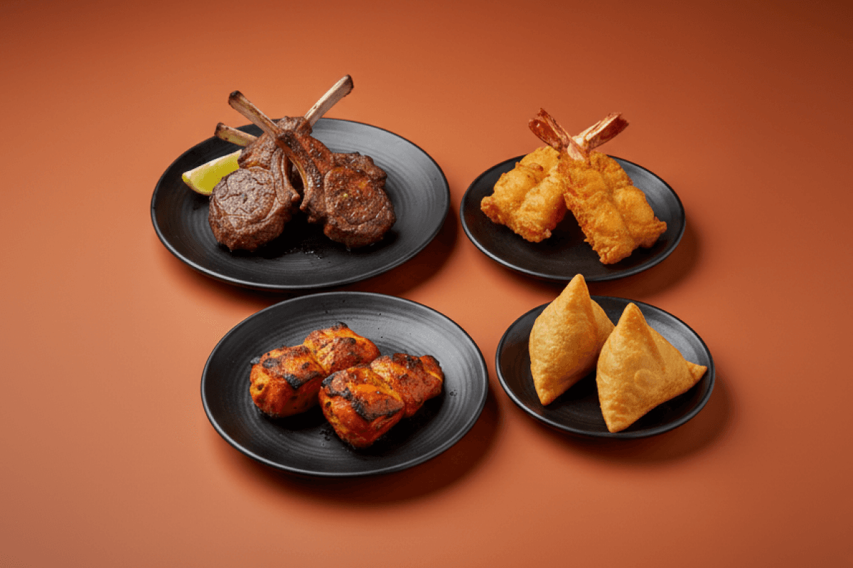 Starter Combo — Includes Lamb Chops , King Prawn Butterfly, Chicken tikka, Meat Samosa, GB Canteen Woodford Indian