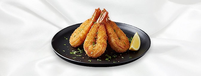 King Prawn Butterfly — King prawn, shaped like a butterfly, dipped in a spicy batter, then deep-fried, GB Canteen Liss