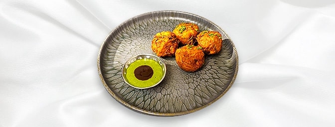 Onion Bhaji — Crispy onion fritters with spices, GB Canteen Tottenham