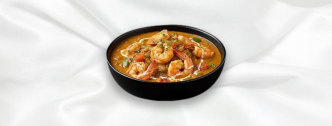 Konju Masala — A thrilling prawn dish cooked in a thick sauce with coconut, ginger, curry leaves and onions, GB Canteen Totte