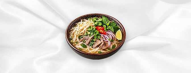 Pho — Vietnamese soup with beansprouts, spring onions, red onions and fresh herbs, GB Canteen Orpington Chinese