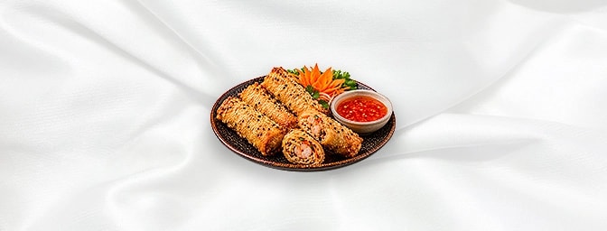 Prawn Sesame Rolls — Fried spring rolls with minced prawn & bamboo shoot with sesame seeds, GB Canteen Orpington Chinese