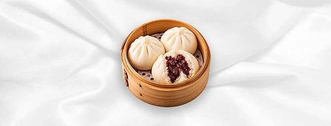 Red Bean Bakpao 2/3Pcs — Soft and fluffy steamed buns filled with red bean paste, GB Canteen Orpington Chinese